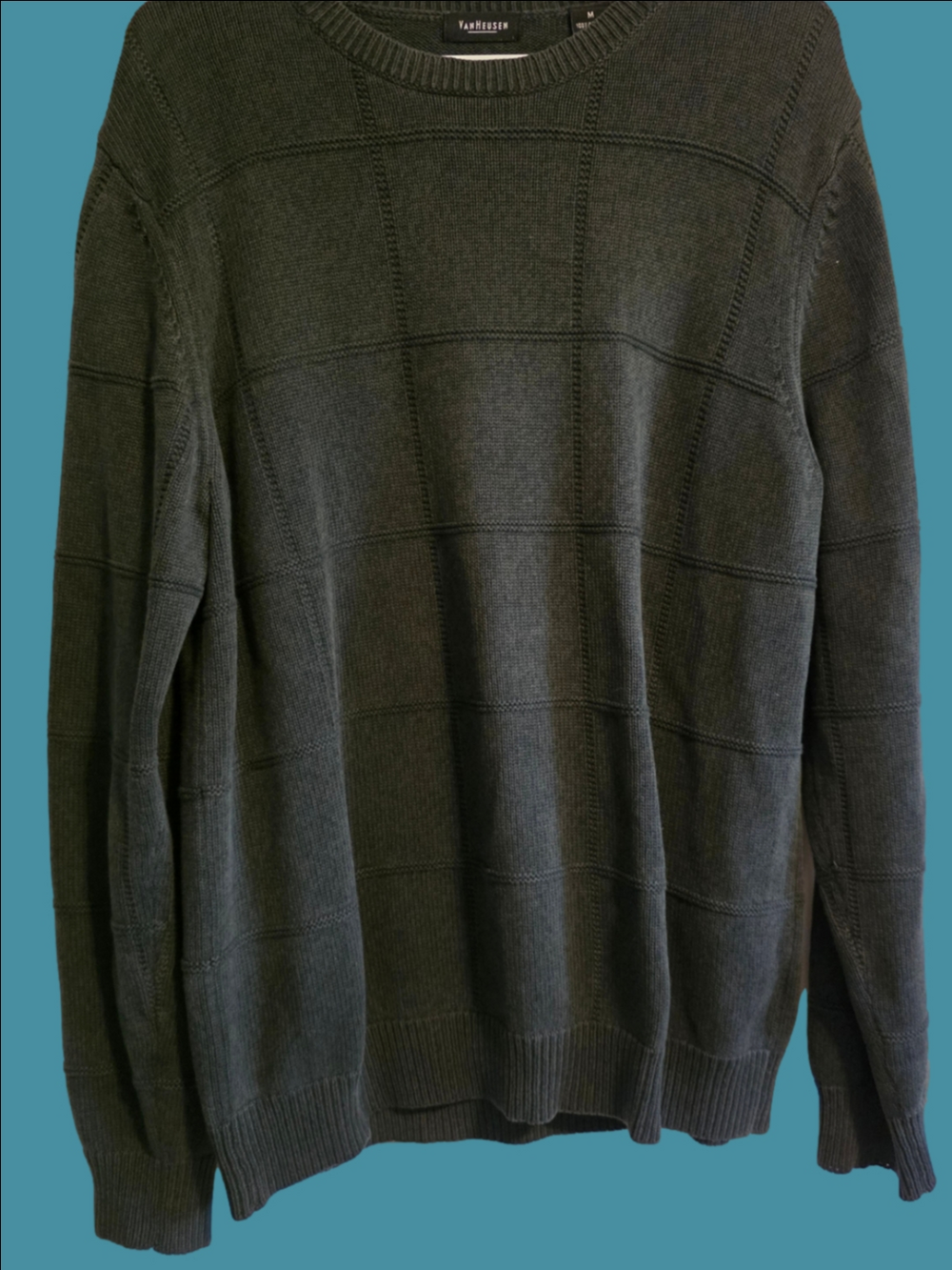 4/$67 Deal! Vintage Van Heusen Men's Crewneck Sweater in Dark Olive
